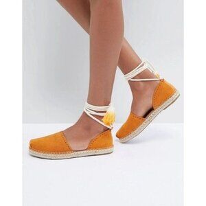 TOMS Katalina Espadrille Sandals Saffron Suede Sz 6.5 NWOB #10011809